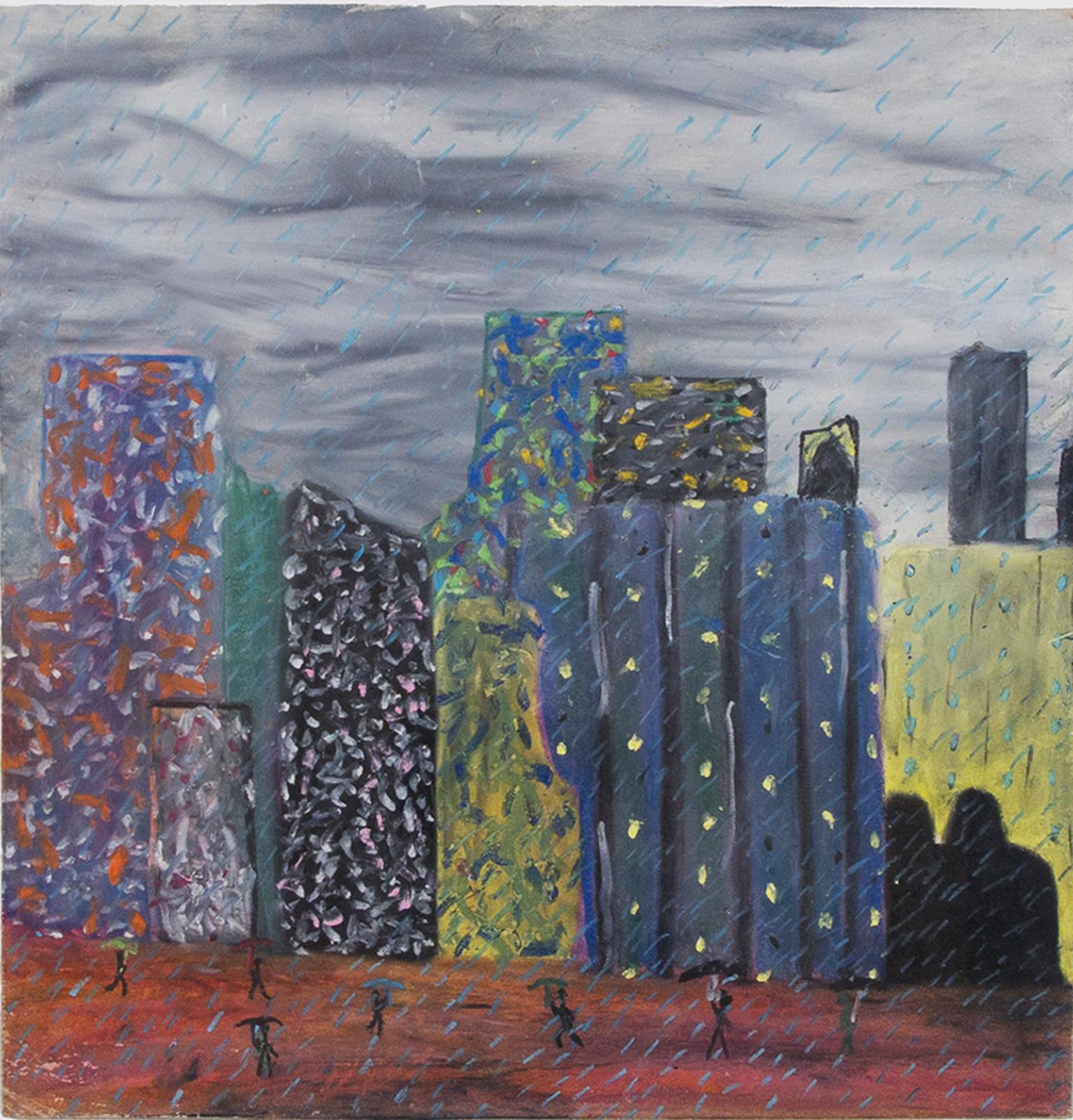 "Friday Morning, " Oil Pastel on Illustration Board signed by Reginald K. Gee