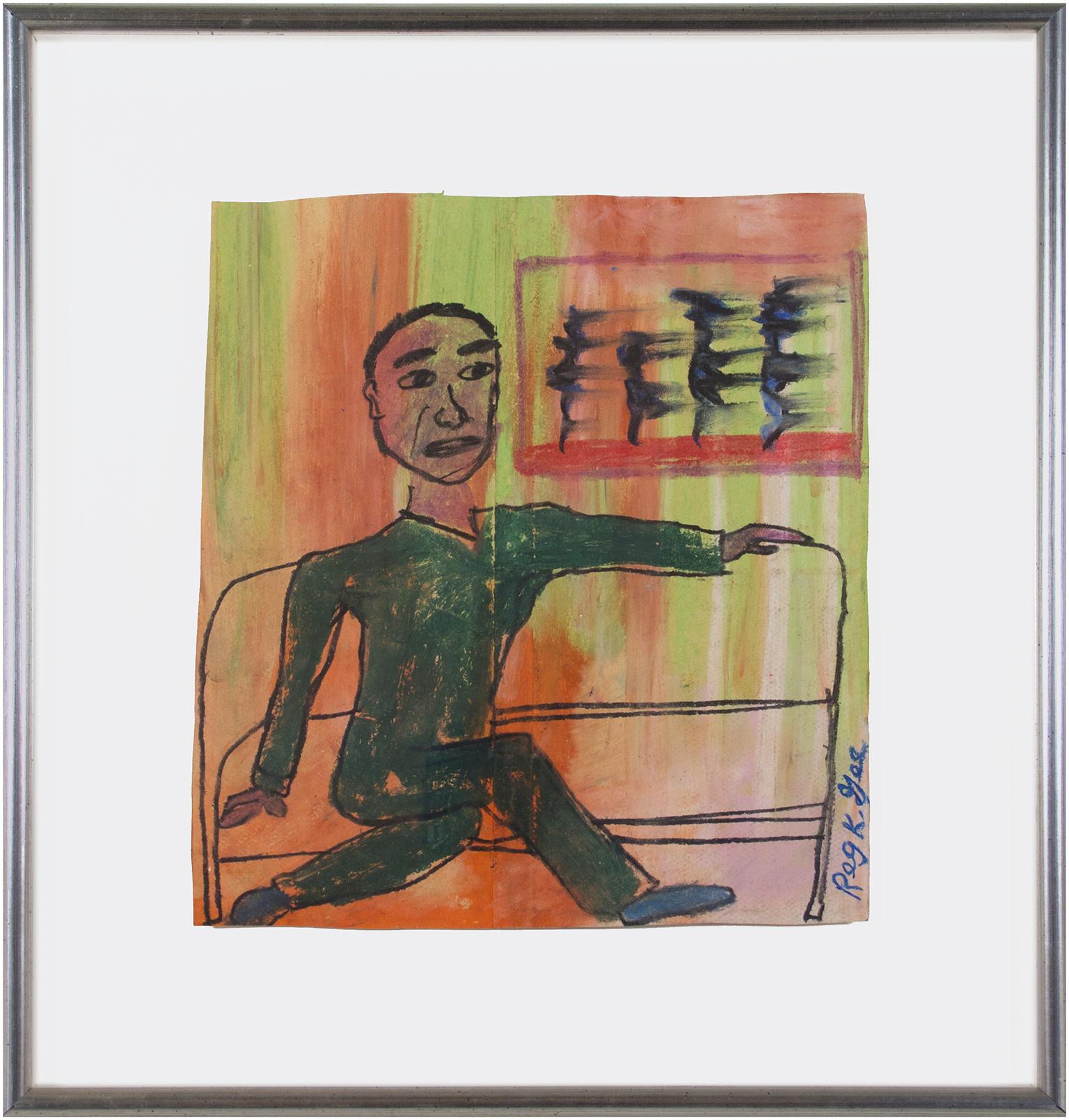 « Man on Express », dessin à l'huile sur sac de cuisine signé par Reginald K. Gee en vente 4