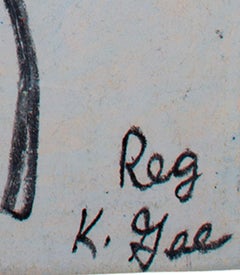 "The Average Guy" Figurative Oil Pastel on Grocery Bag signed by Reginald K. Gee