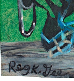 "Contrast Form, " Oil Pastel on Grocery Bag signed by Reginald K. Gee