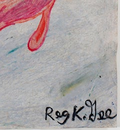 "Floor Phobic", Pastel al óleo sobre bolsa de la compra, firmado por Reginald K. Gee