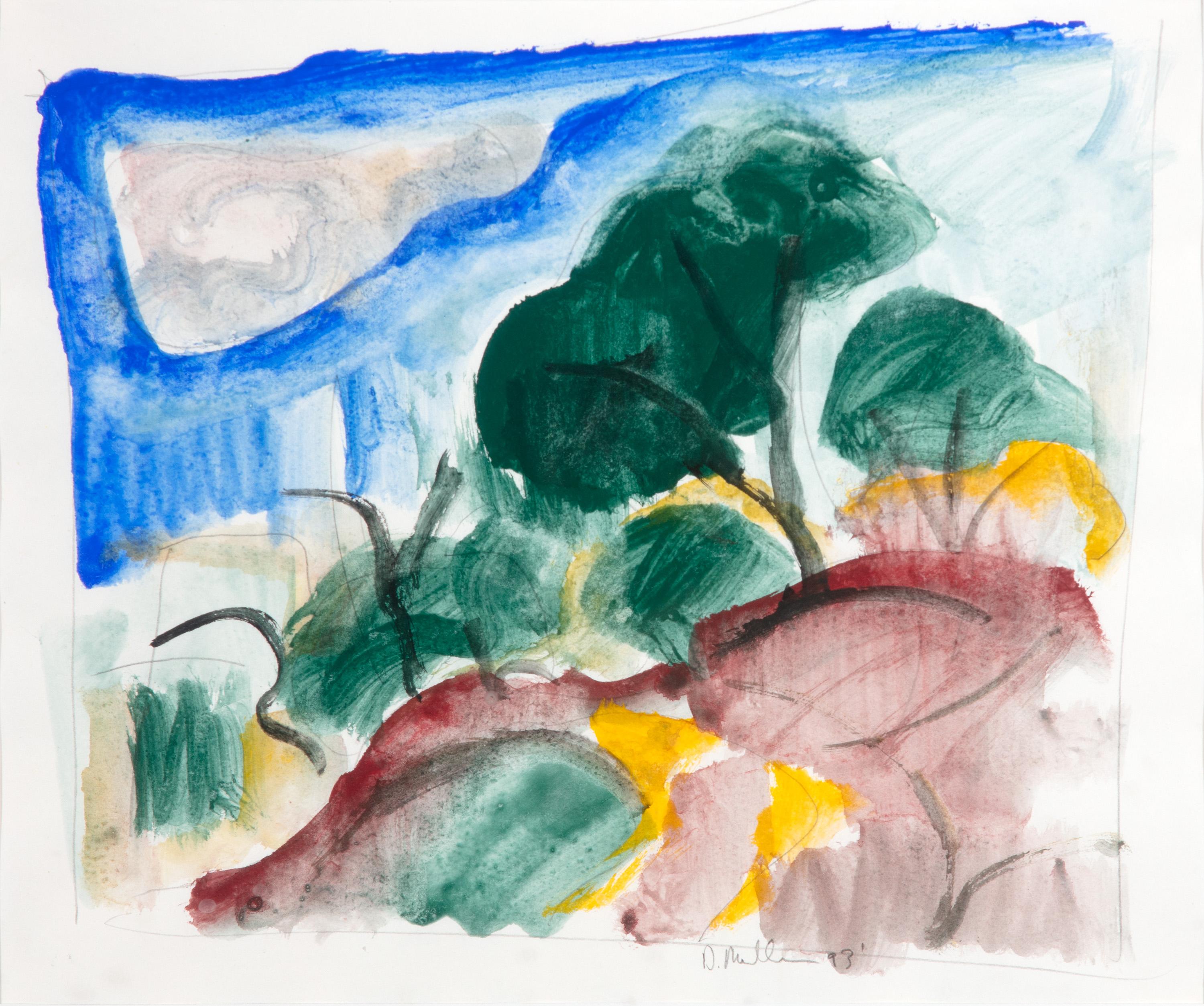 'A Summer Landscape, ' Original Watercolor Painting, Signed - Art by Dan Muller