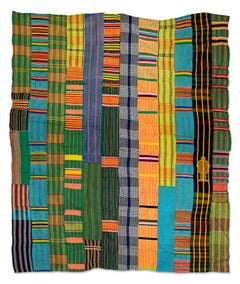 Vintage "Tribal Cloth, Ewe Ghana, " Multicolored Cotton Textile created circa 1965
