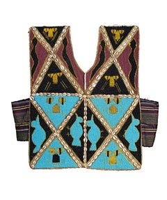 Vintage "Ceremonial Hunting Shirt - Yoruba, Nigeria, " Glass Beads, Shells, & Cloth