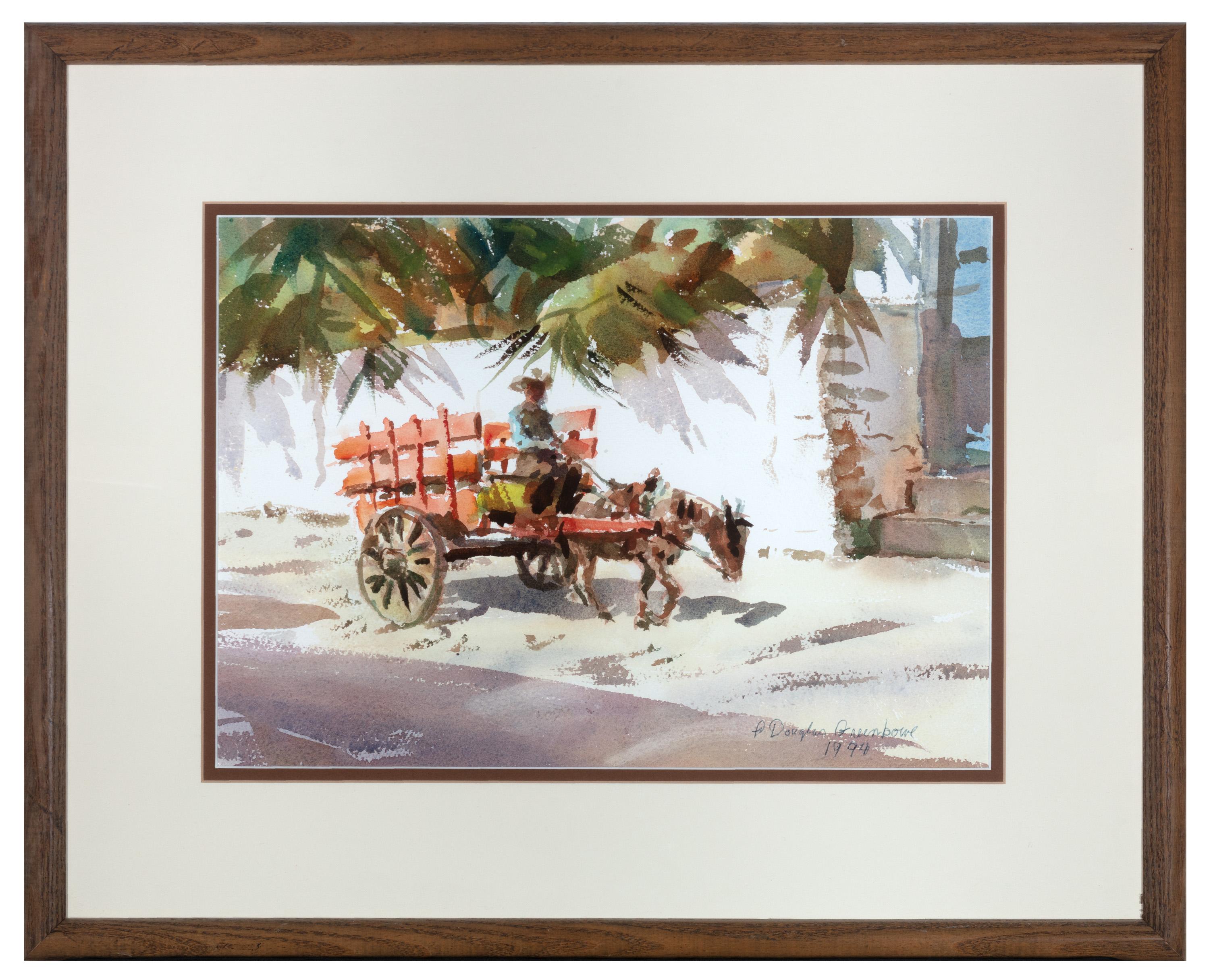 Animal Art F. Douglas Greenbowe - « Le chariot orange, Mazatlan, Mexique », aquarelle