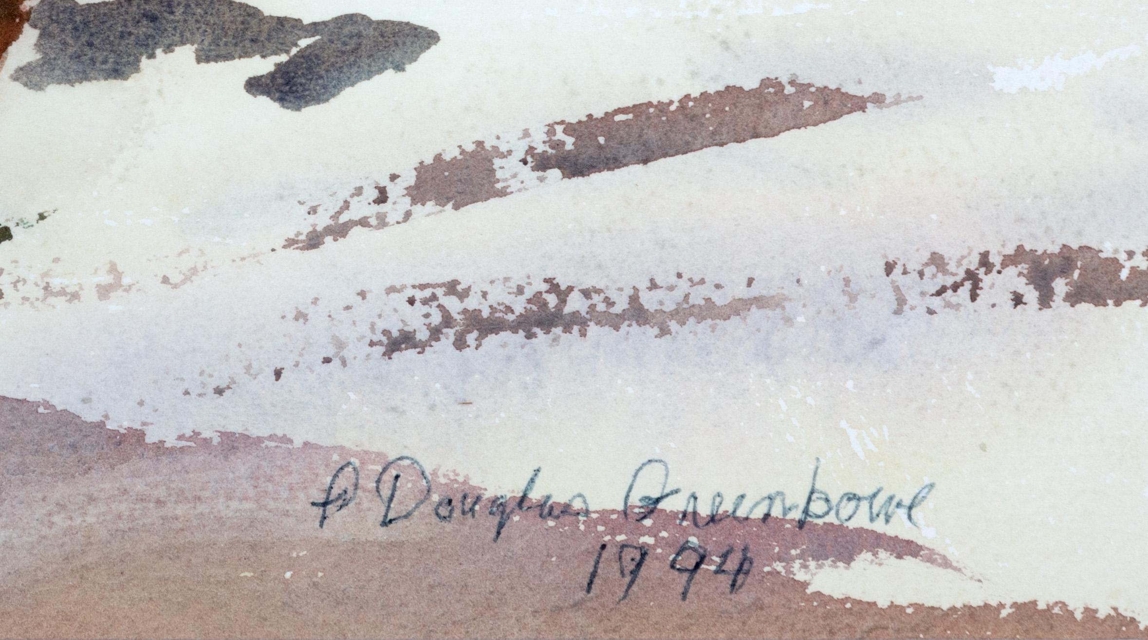 „Der orangefarbene Rollwagen, Mazatlan, Mexiko“, Aquarell – Art von F. Douglas Greenbowe