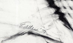 "Nude, with Foot on Chair, " Original Charcoal Drawing, Signed