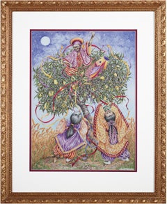 "Harvest--Monkey in Tree with Koi and Children Below, "