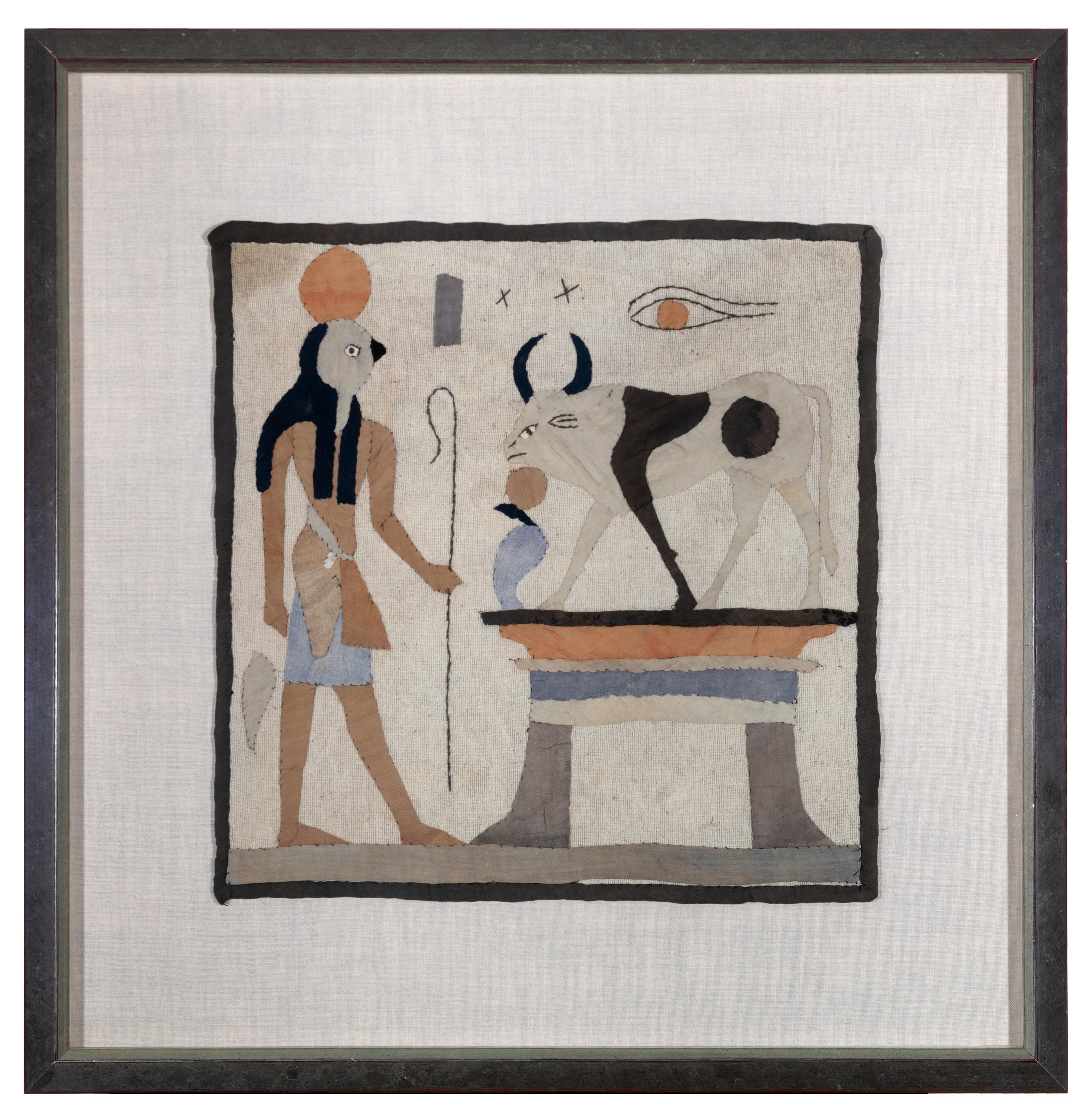 "Escena egipcia", un textil de algodón - Art de Unknown