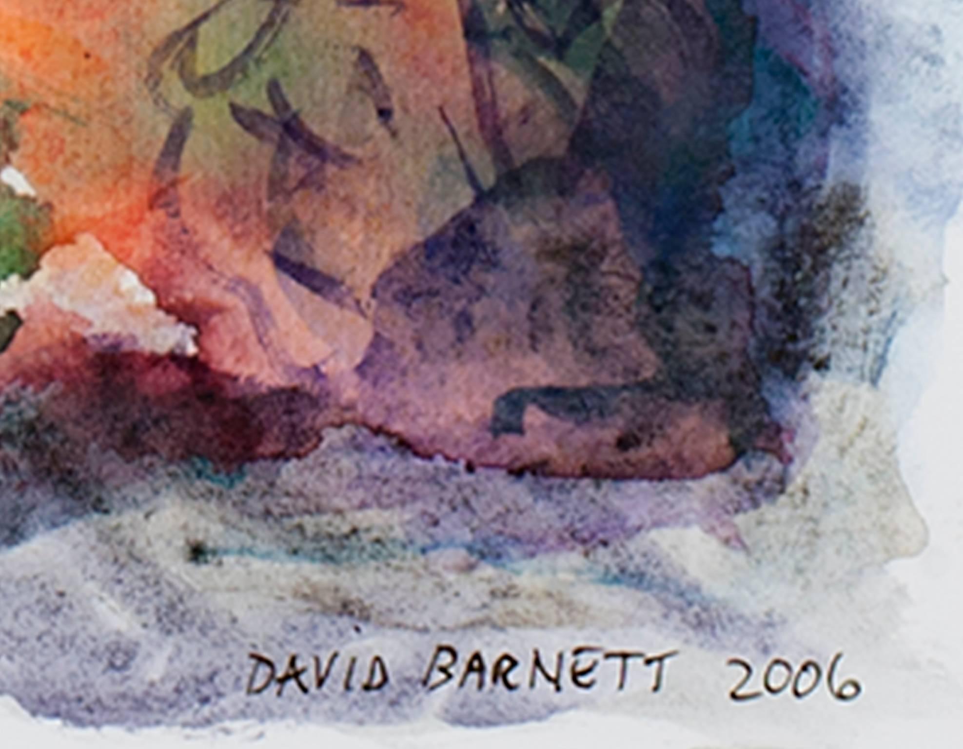 „Frühlinggrüne Variation III“, Gemälde in Mischtechnik, signiert von David Barnett im Angebot 1