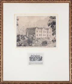 "View of Chequers Court, " Pencil & Ink by F. Trotman from Rothschild estate
