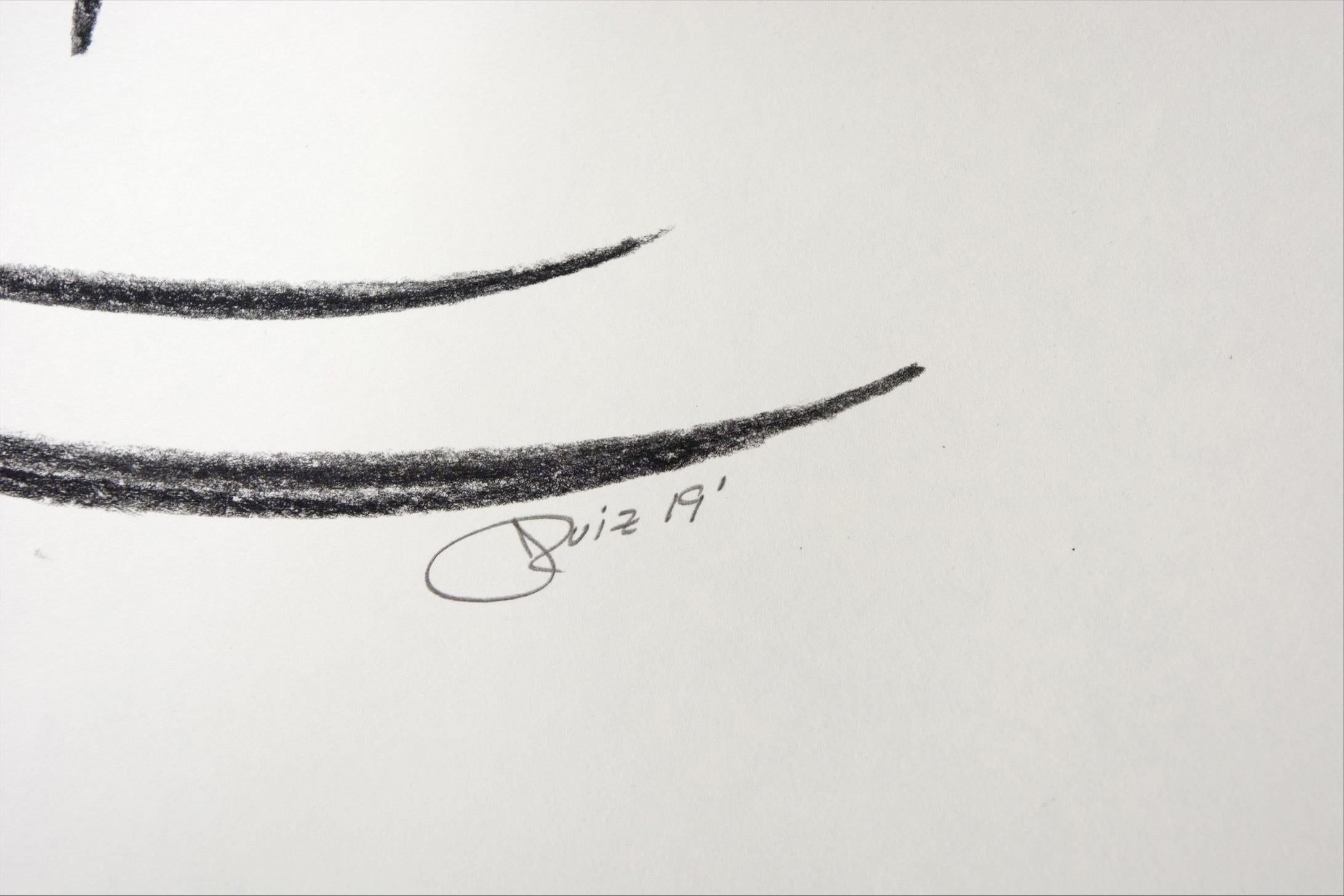 Minimalismo Art Decó de mediados de siglo Figura masculina en blanco y negro Artista latino Firmado - Figurative Art Gris de Jorge Ruiz-Martinez