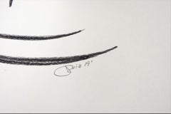 Mid-Century Art Deco Minimalism Black & White Male Figure Latin Artist Signed