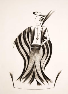 'Ava (1940s Art Deco Fashion Rendition)' art deco drawing by Jorge Ruiz-Martinez