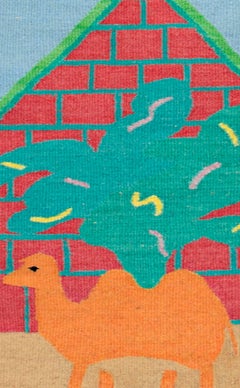 Tapiz Tejido de Lana Egipcia Brillante Colorido Abstracto Contemporáneo Mundo de Oración