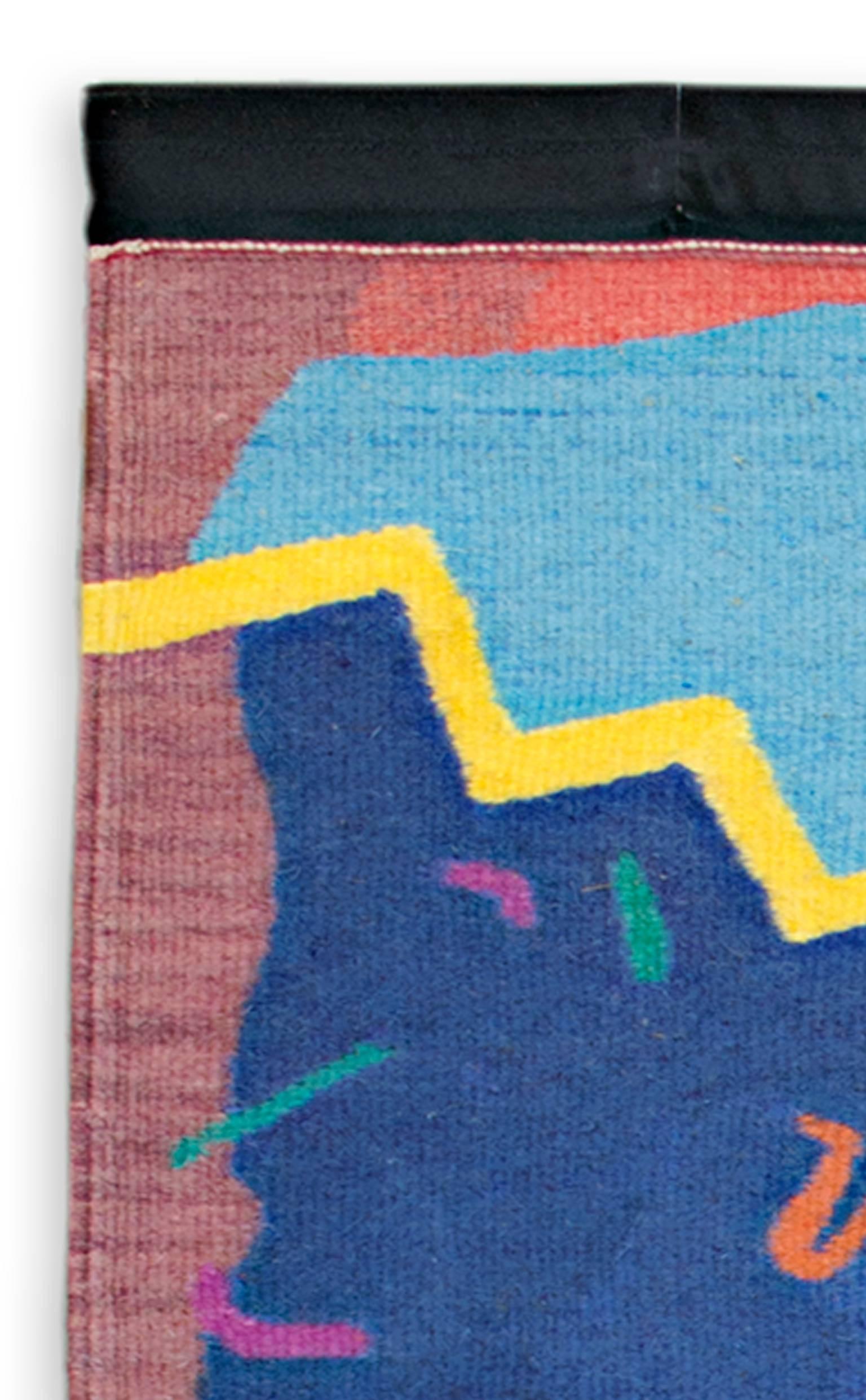 Tapiz Tejido de Lana Egipcia Brillante Colorido Abstracto Contemporáneo Mundo de Oración en venta 1