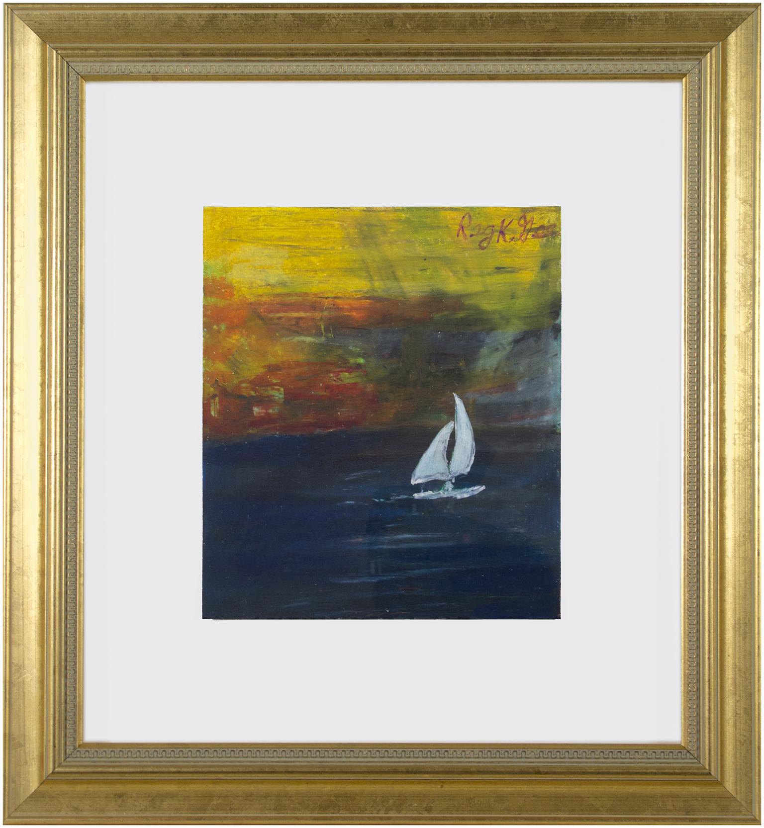 „Coasting Sailboat“, Pastell auf Papier, Meereslandschaft, signiert von Reginald K. Gee im Angebot 3