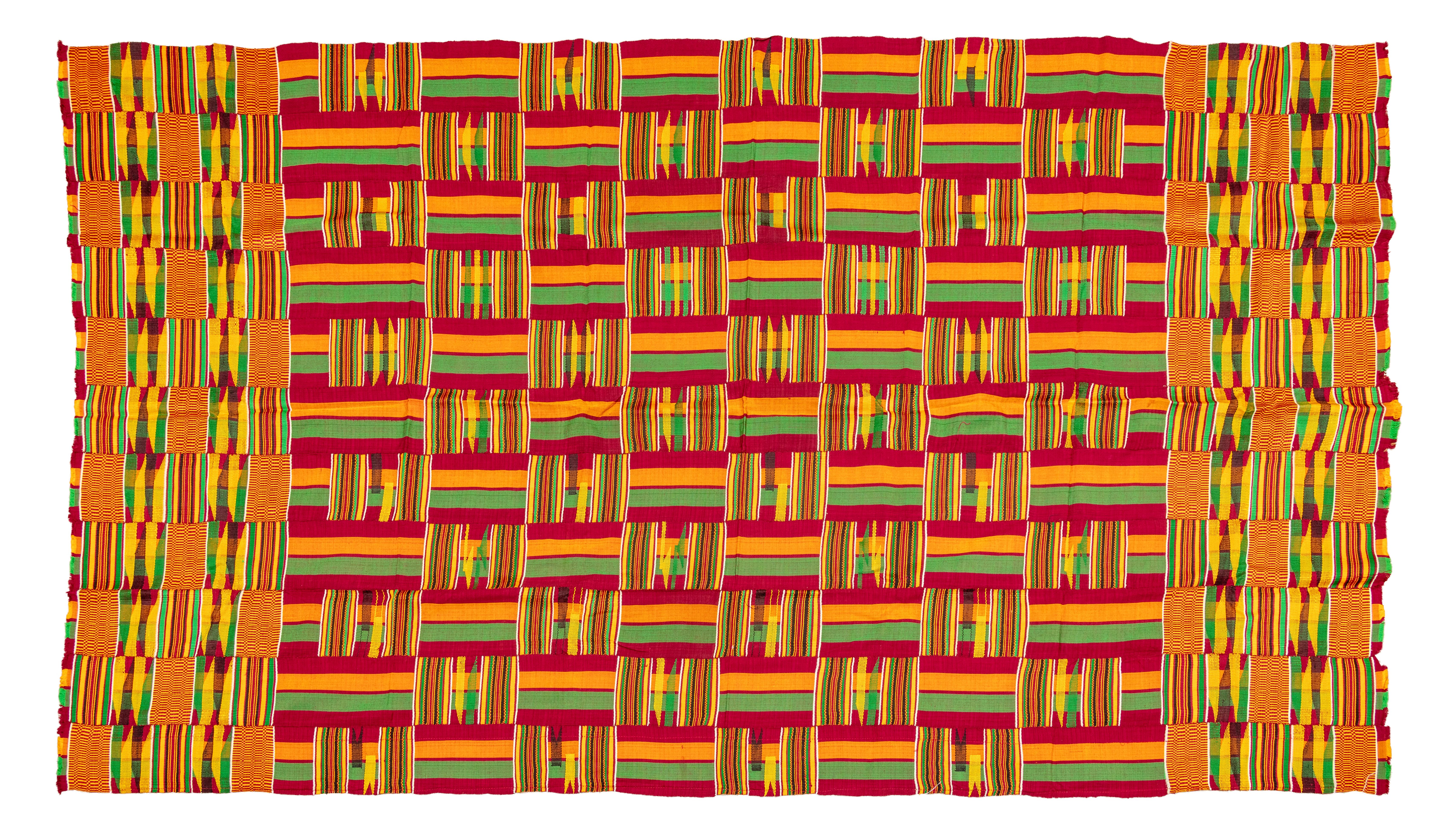 "Kente Cloth Ashanti Tribe, Ghana, " Silk and Cotton Weaving created circa 1970