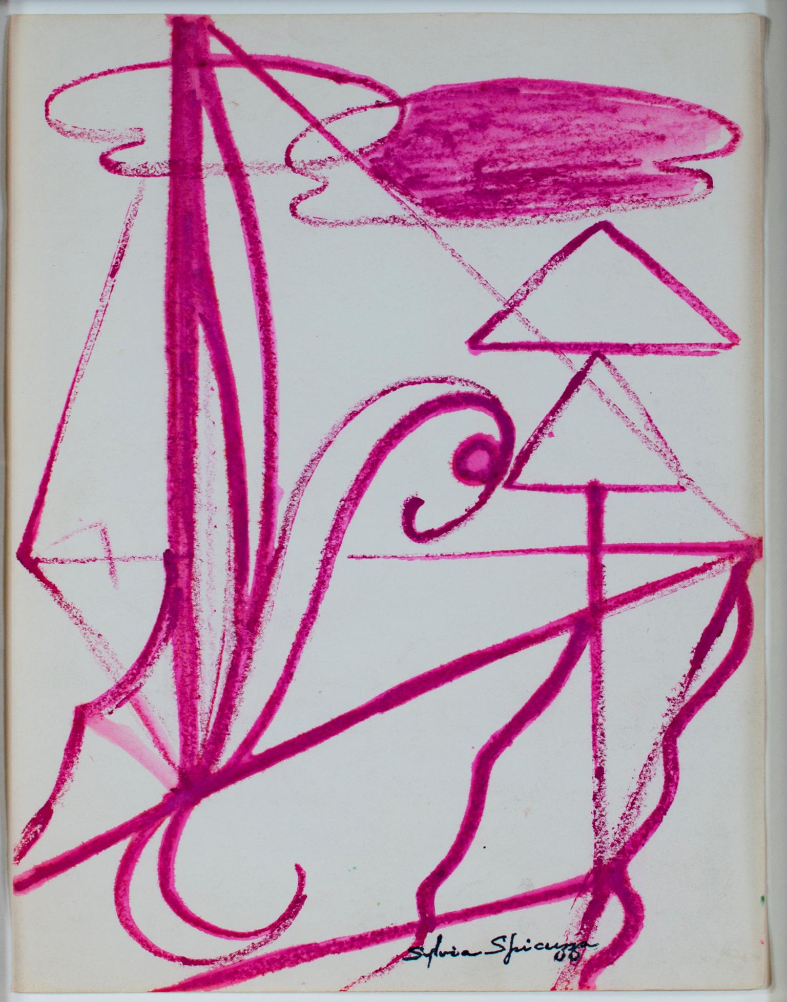 ""Abstract With Clouds", Original rosa Tinte, signiert von Sylvia Spicuzza
