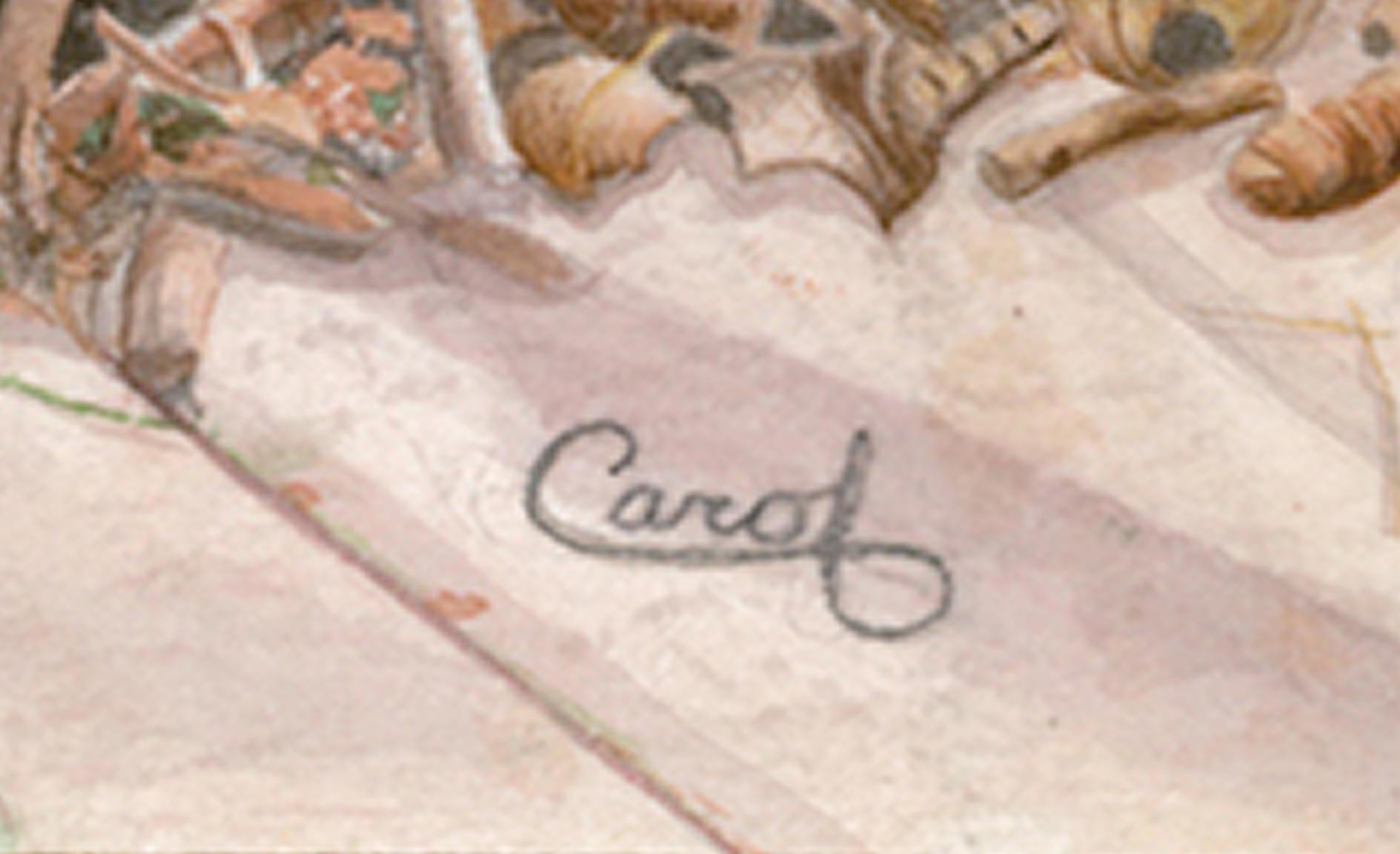 Femme artiste contemporaine aquarelle nature morte Extérieur Plantes jardin signé - Art de Carol Christ