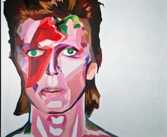David Bowie Iconic Pop Art Modern Contemporary Portrait Cubism Painting Signed