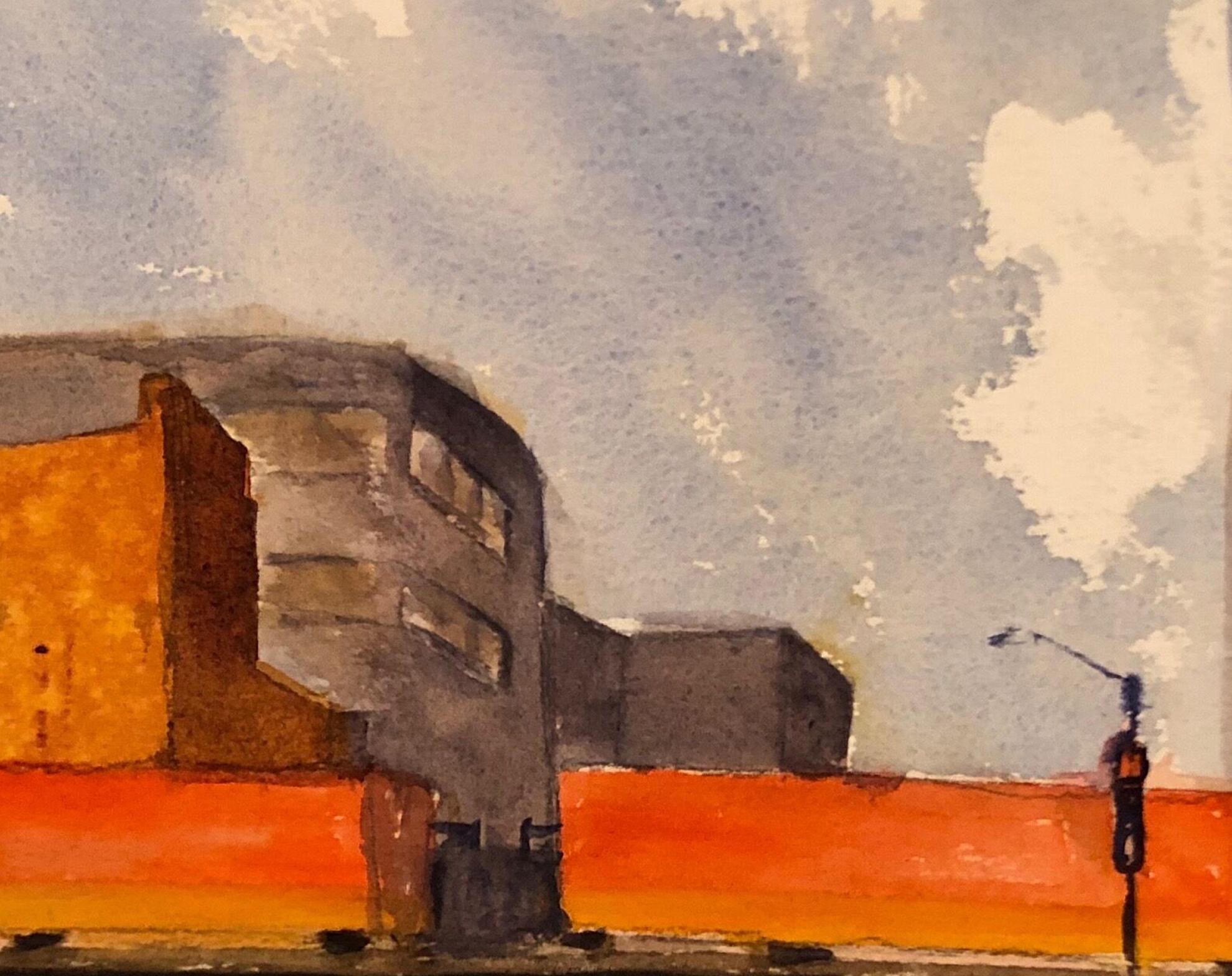 « Railroad Bridge on Pittsburgh Street », aquarelle - Scène de ville de Julia Taylor en vente 2