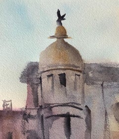 "Stockholm Evening, " Watercolor on Paper Landscape by Julia Taylor