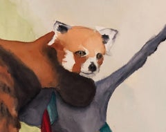 "The Escape Artist, " Watercolor on Paper Portrait of Red Panda by Julia Taylor