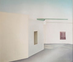 "Kritinia I, " Street View of White Houses Pastel on Paper by Elena Borstein