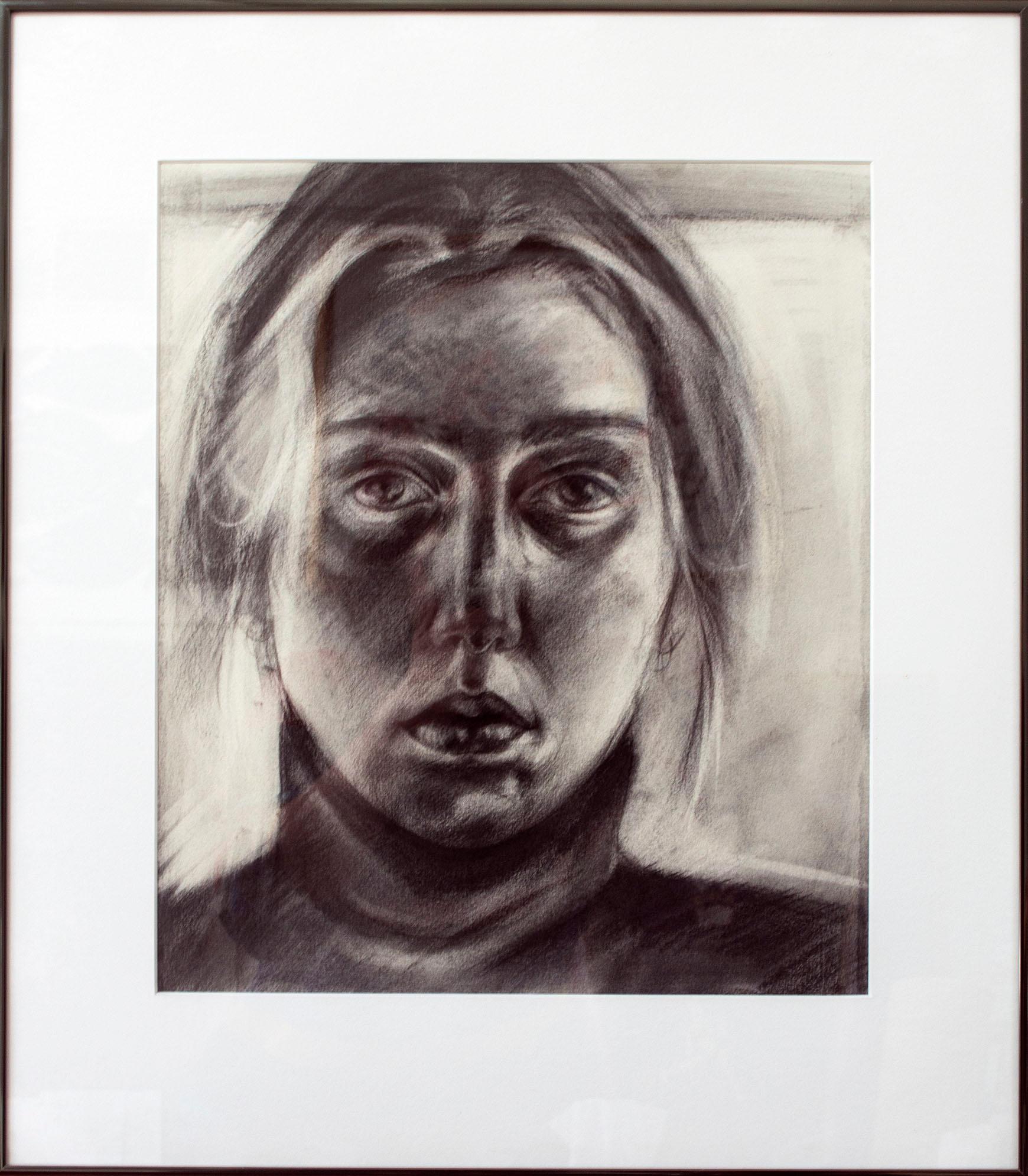 „Selbstporträt“, Kohlezeichnung auf Papier von Carol Sternkopf im Angebot 3
