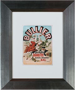 late 19th century color lithograph poster dancers figures carnival scene text