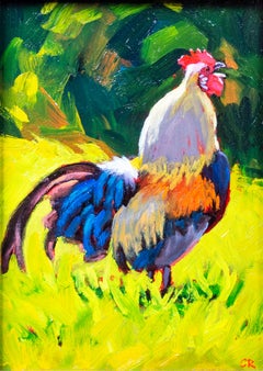"Feeling Roostery!" original signed oil painting by Cathryn Ruvalcaba