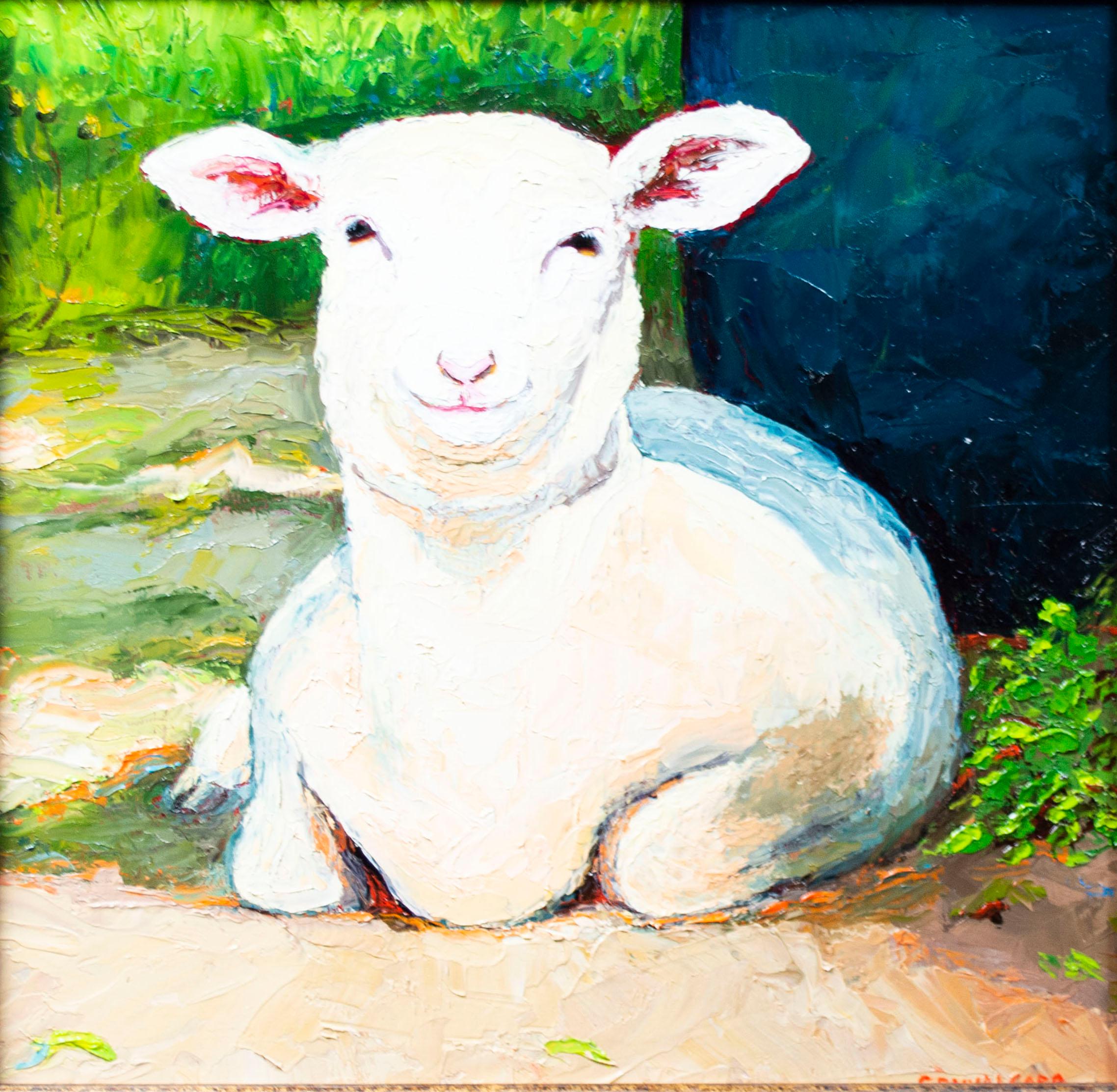 "Lamb Beau" original signed oil painting by Cathryn Ruvalcaba