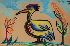 "Long Beaked Bird" original signed pastel drawing by Sylvia Spicuzza