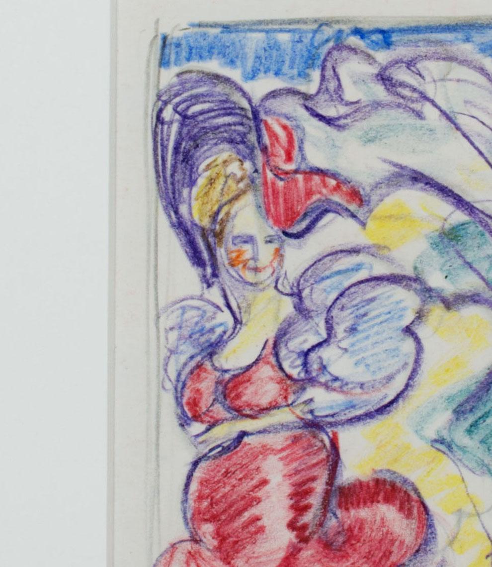 In this drawing, Sylvia Spicuzza takes influence from the Fauvist works of Henri Matisse, especially his famous 1904 composition 