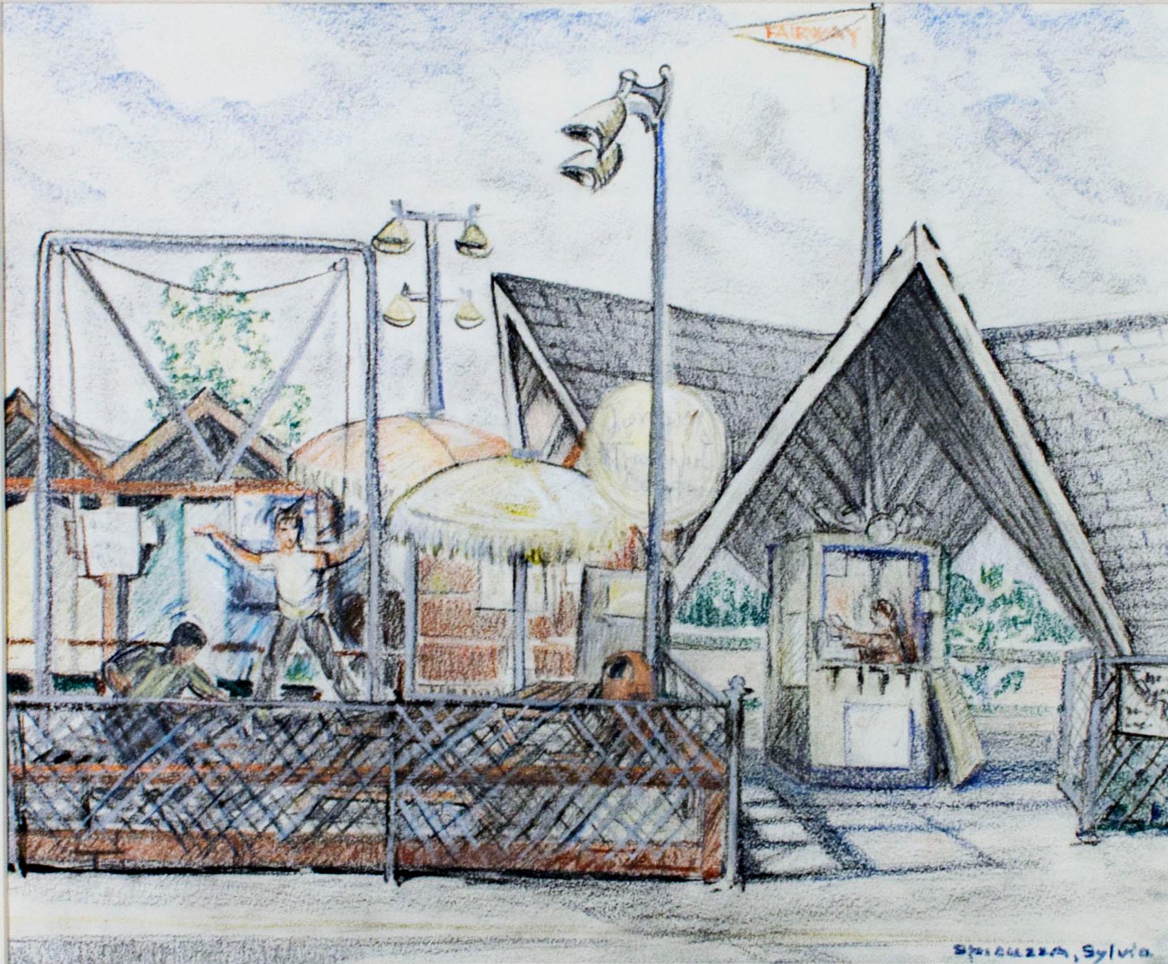 "Trampoline-WI State Fair Park" original signed drawing by Sylvia Spicuzza