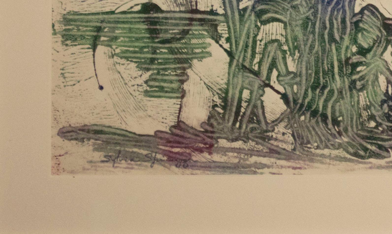 „Landscape with Two Figures“ Original Monotypie und Zeichnung von Sylvia Spicuzza im Angebot 2