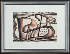 "Petie (Duck)" conte crayon drawing signed by Sylvia Spicuzza