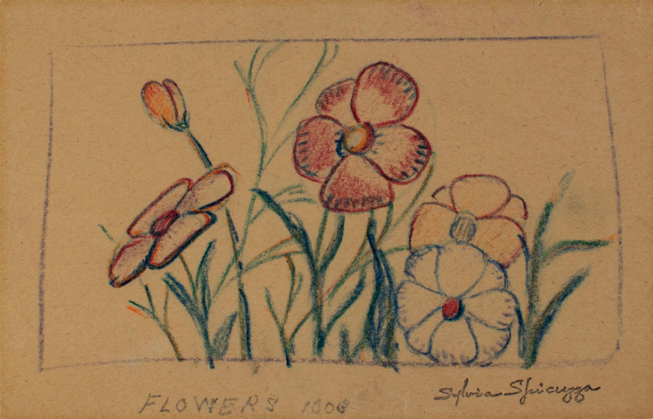crayon drawing flowers
