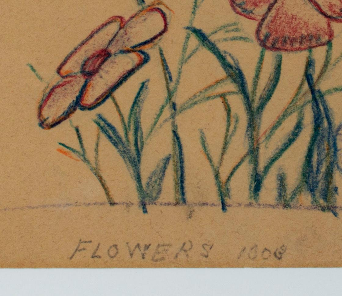 „Pansies“ Original Kreidezeichnung von Sylvia Spicuzza im Angebot 3