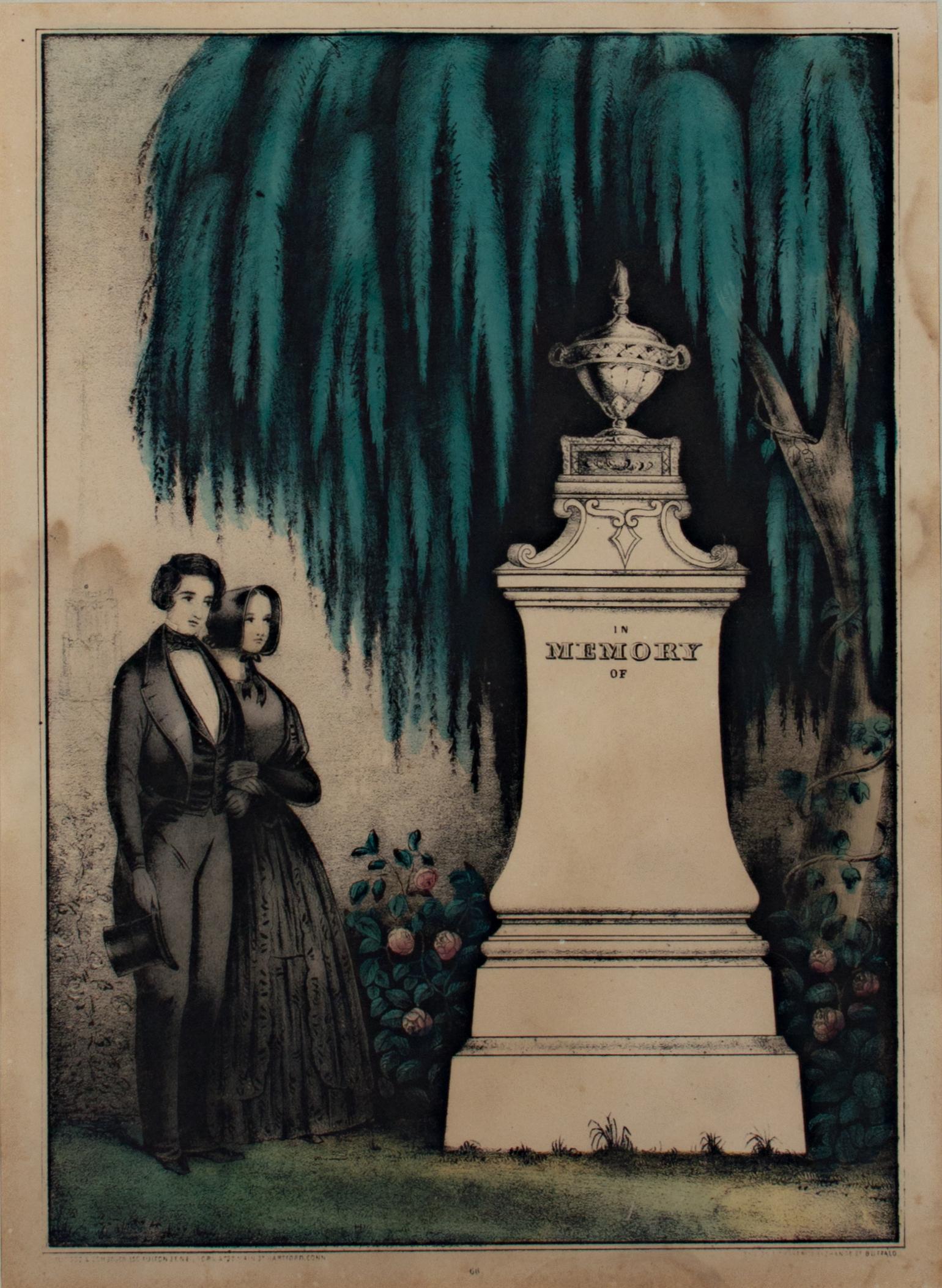 Lithographie originale de deuil Kellogg & Comstock « In Memory of (66) » colorée à la main en vente 1