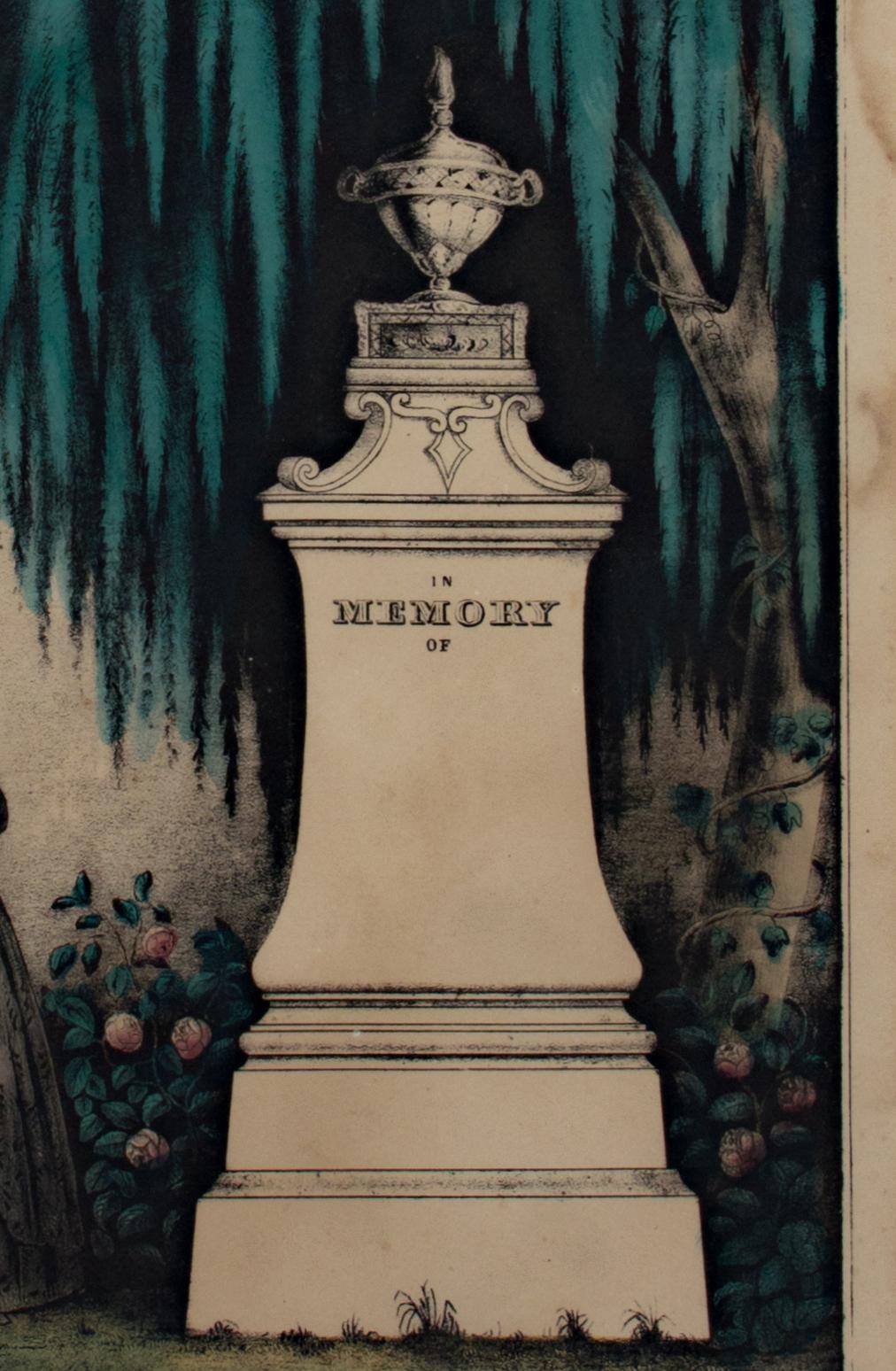 Lithographie originale de deuil Kellogg & Comstock « In Memory of (66) » colorée à la main en vente 5