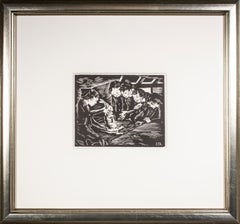 Used 'The Rabbit' original woodcut engraving by Clarice George Logan