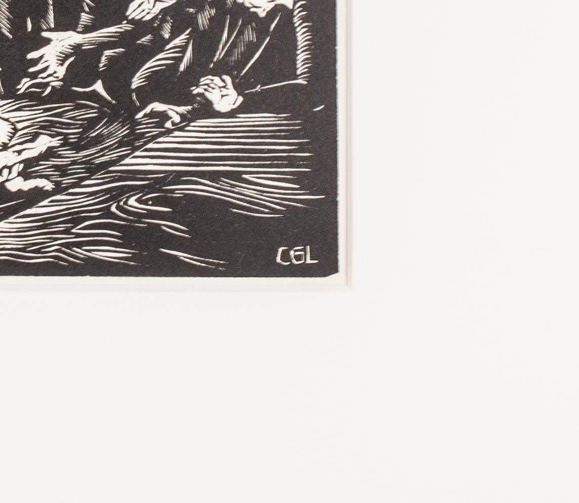 Original-Holzschnitt-Stickerei „Der Kaninchen“ von Clarice George Logan im Angebot 2