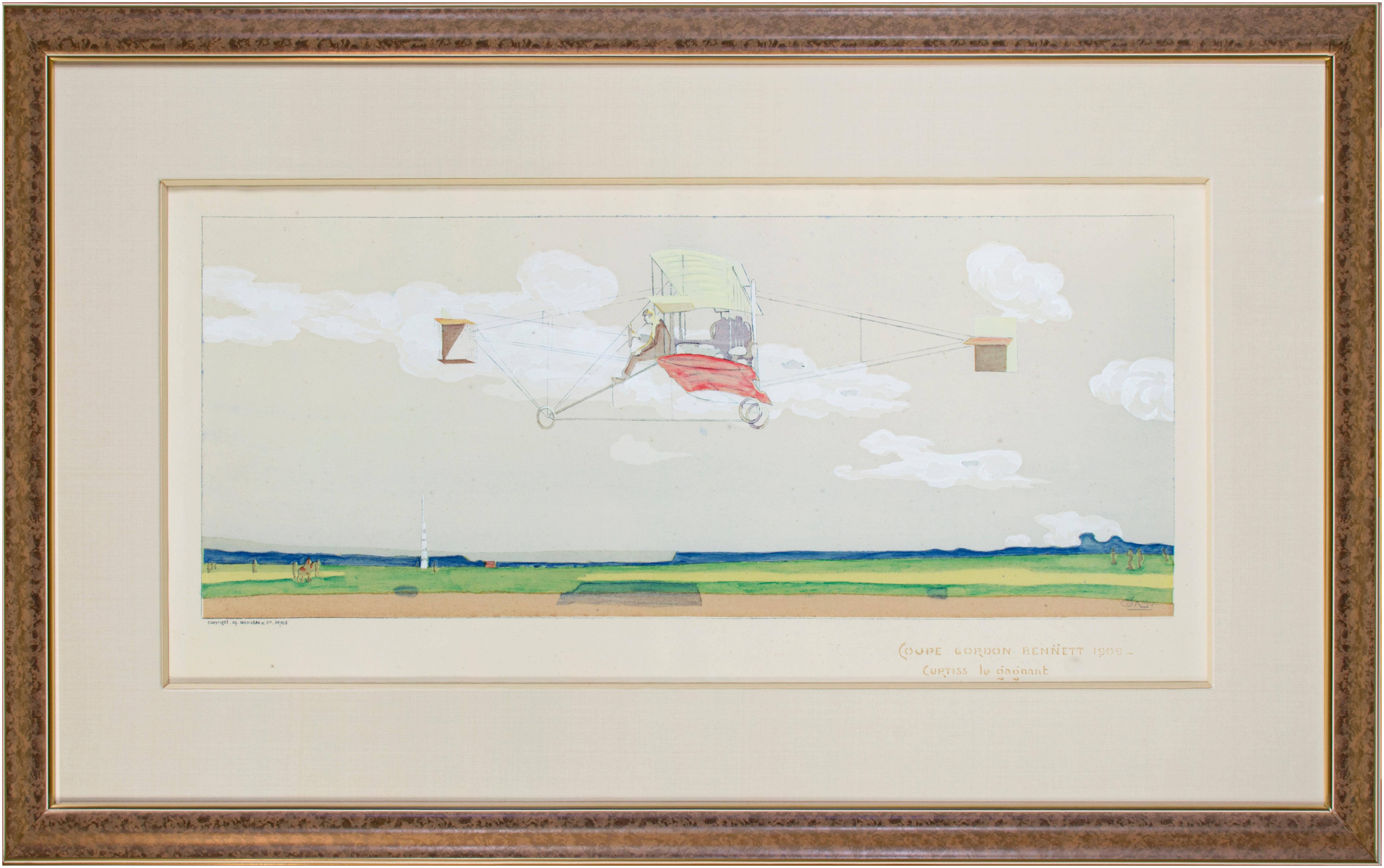 'Coupe Gordon Bennett 1909' litografia originale di Marguerite "Gamy" Montaut