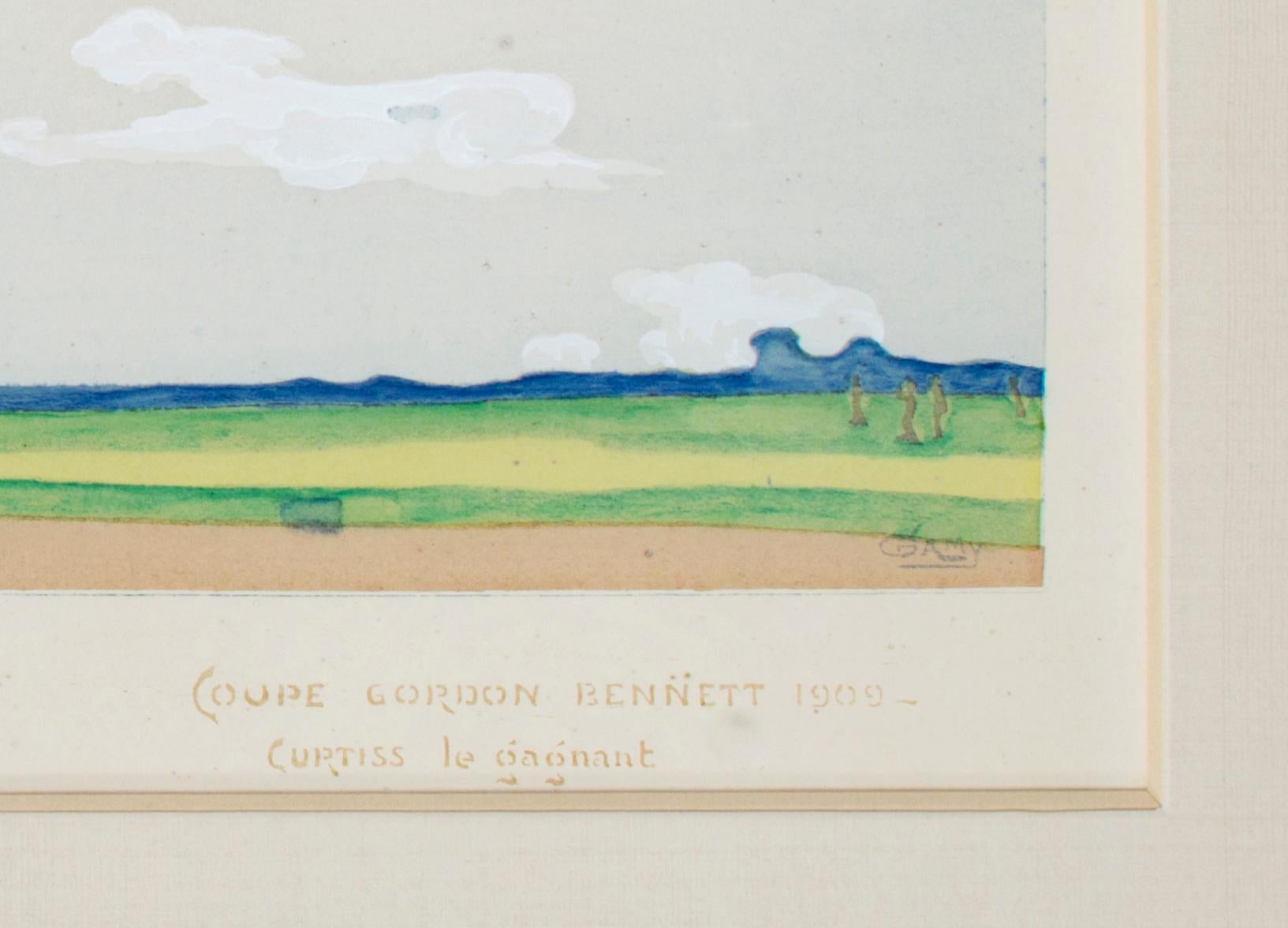 Originallithographie „Coupe Gordon Bennett 1909“ von Marguerite „Gamy“ Montaut  (Beige), Figurative Print, von Marguerite Montaut