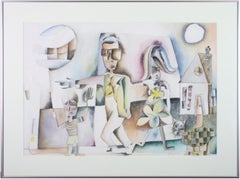 Aquarelle originale de Joseph Rozman intitulée "Family Outing"