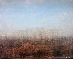 Contemporary abstract landscape photograph cityscape buildings sky signed 