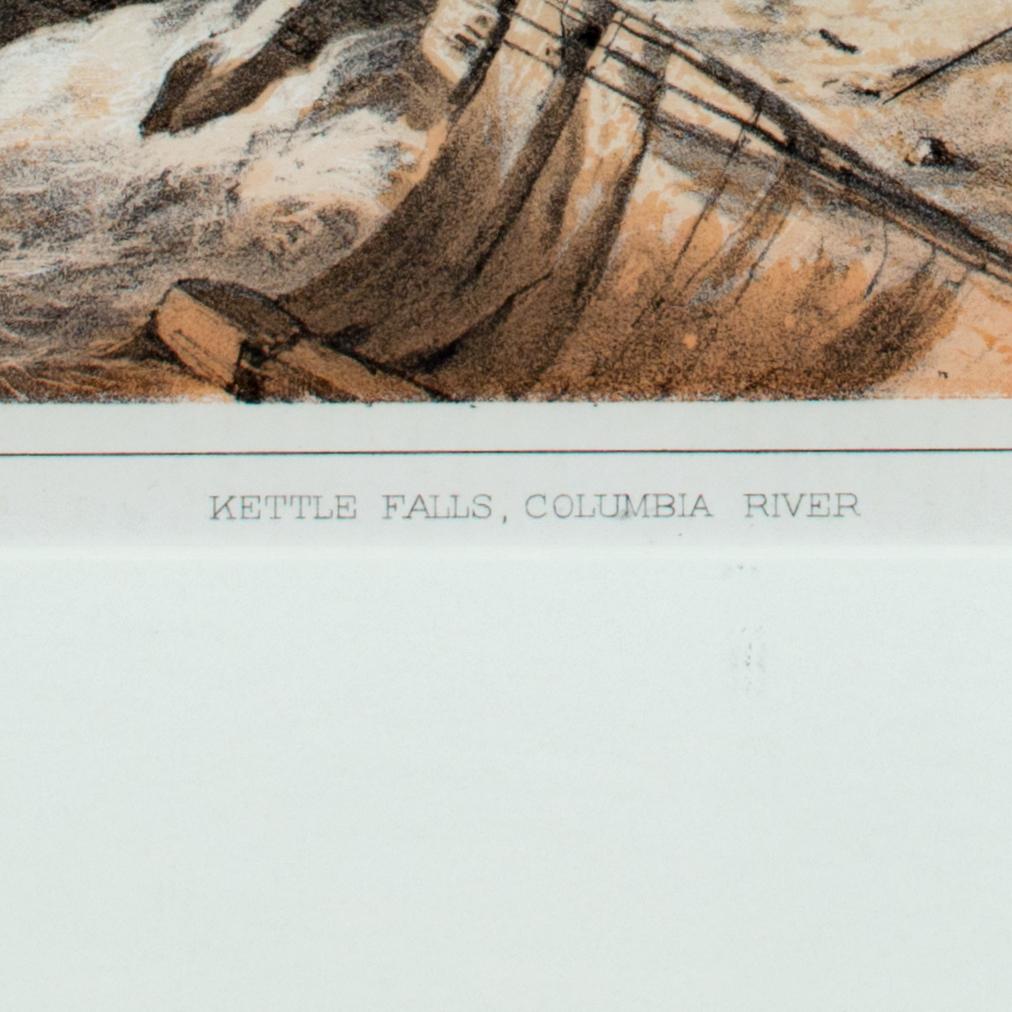 'Kettle Falls, Columbia River' original color lithograph by John Mix Stanley For Sale 3