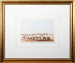 "Distribución de bienes a los assiniboines" litografía original de John Mix Stanley